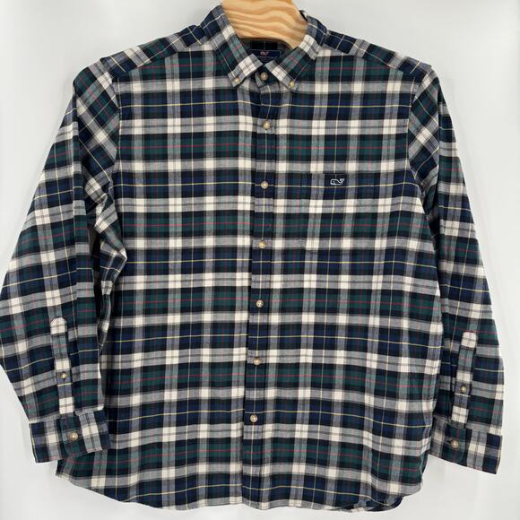 Vineyard Vines 2XL Blue Green Plaid Long Sleeve Button Down Flannel Shirt NWT - Picture 3 of 4